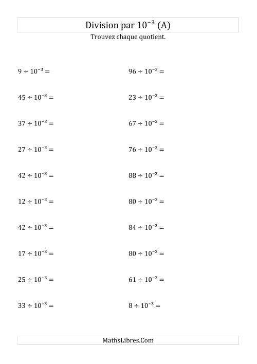 Division de nombres entiers par 10⁻³ (A)