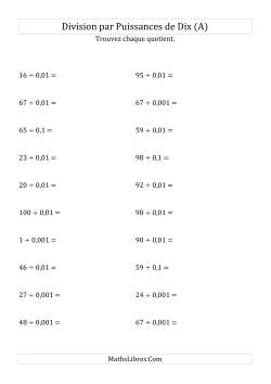 Division de nombres entiers par puissances n&eeacute;gatives de dix (forme standard)