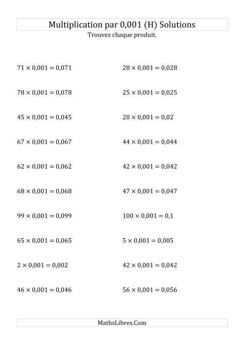 Multiplication de nombres entiers par 0,001 (H) page 2