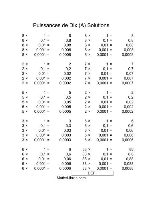 Nombres un-chiffre multipliés par puissances négatives de dix (Tout) page 2