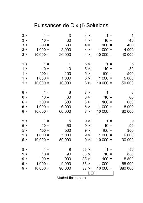 Nombres un-chiffre multipliés par puissances positives de dix (I) page 2