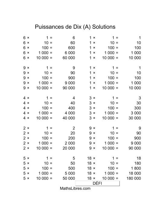 Nombres un-chiffre multipliés par puissances positives de dix (Tout) page 2