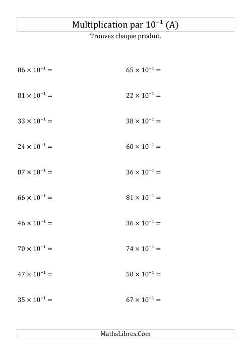 Multiplication de nombres entiers par 10⁻¹ (A)