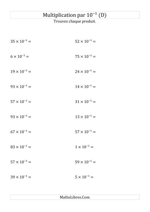 Multiplication de nombres entiers par 10⁻¹ (D)