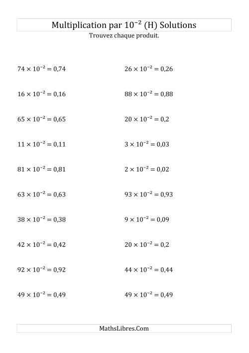 Multiplication de nombres entiers par 10⁻² (H) page 2