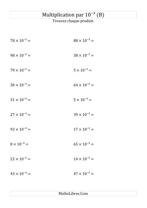Multiplication de nombres entiers par 10⁻³ (B)