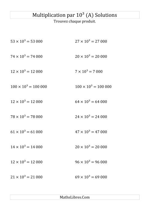 Multiplication de nombres entiers par 10¹ (A) page 2