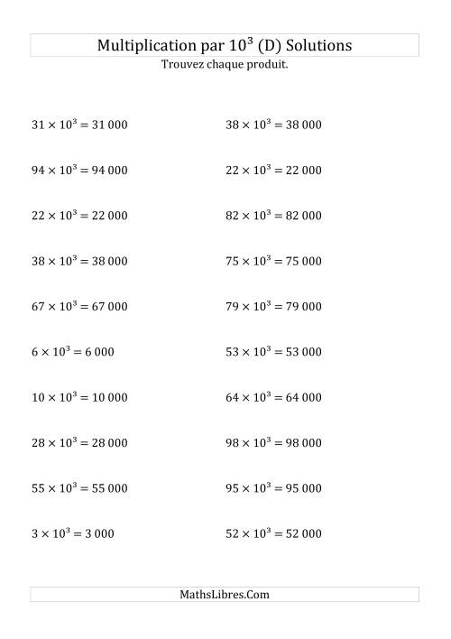 Multiplication de nombres entiers par 10¹ (D) page 2