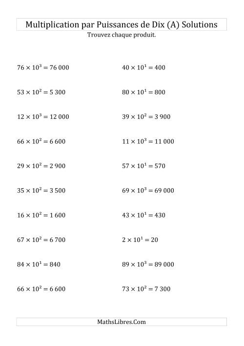 Multiplication de nombres entiers par puissances positives (A) page 2