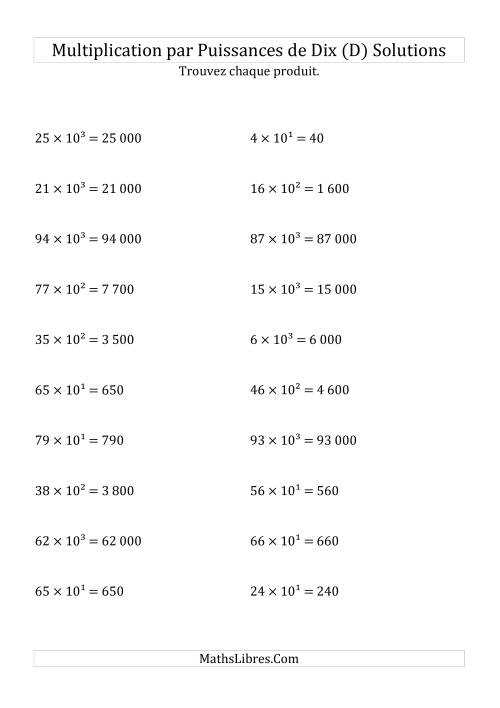 Multiplication de nombres entiers par puissances positives (D) page 2