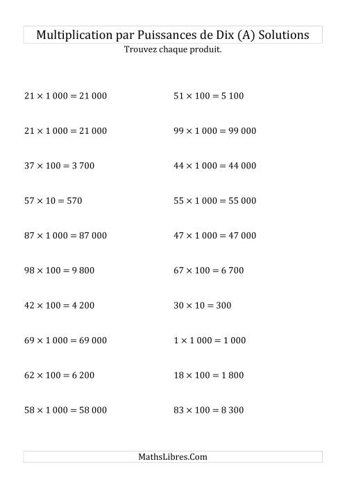 Multiplication de nombres entiers par puissances positives de dix (forme standard) (A) page 2