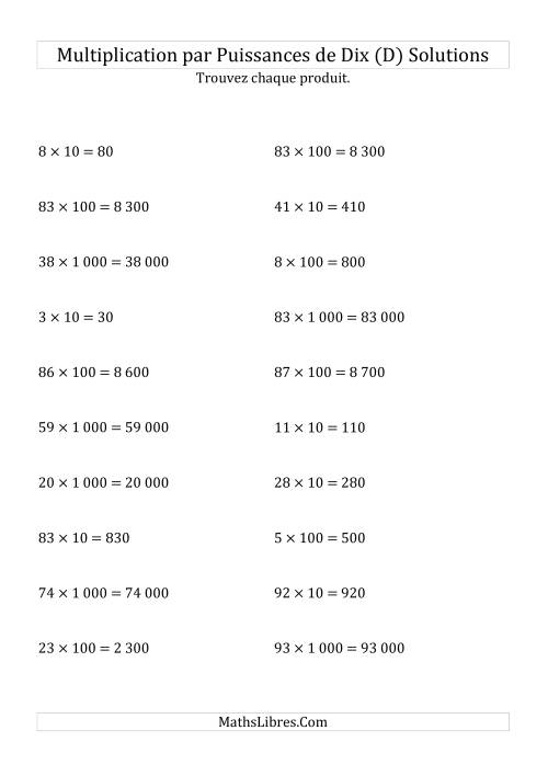 Multiplication de nombres entiers par puissances positives de dix (forme standard) (D) page 2