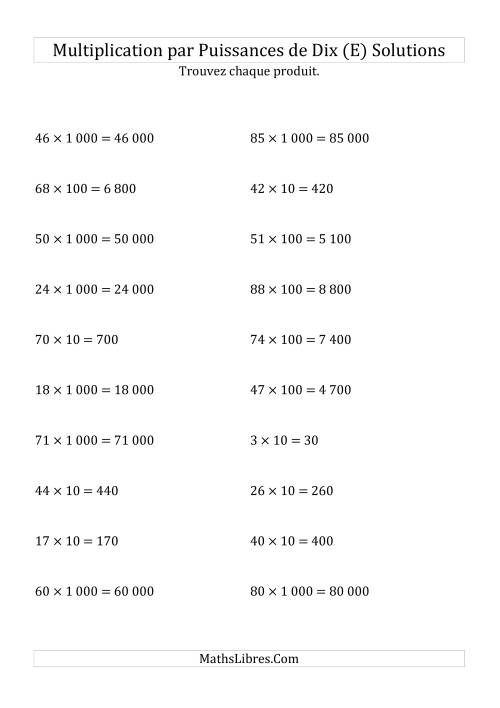 Multiplication de nombres entiers par puissances positives de dix (forme standard) (E) page 2