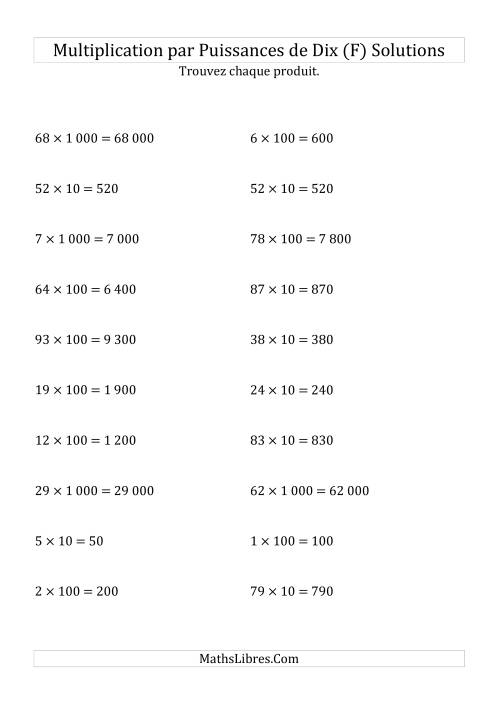 Multiplication de nombres entiers par puissances positives de dix (forme standard) (F) page 2