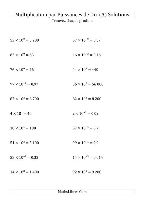 Multiplication de nombres entiers par puissances de dix (A) page 2