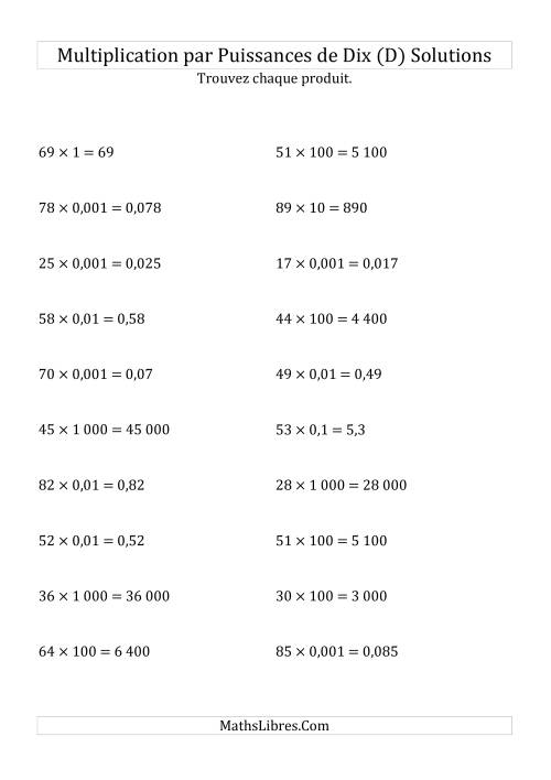 Multiplication de nombres entiers par puissances de dix (forme standard) (D) page 2