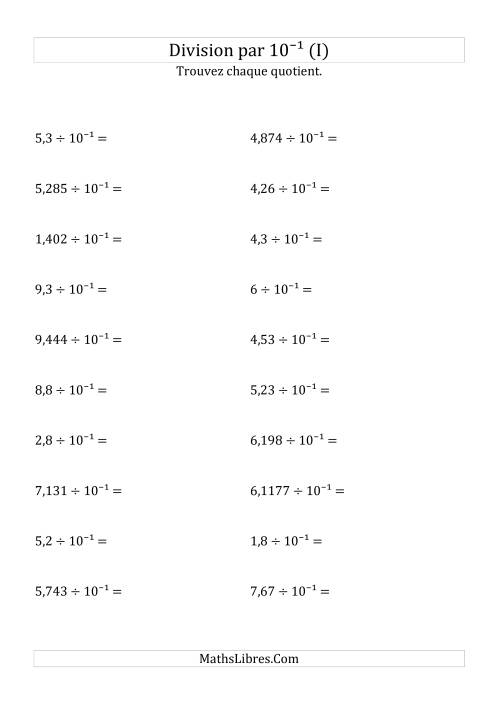 Division de nombres décimaux par 10<sup>-1</sup> (I)