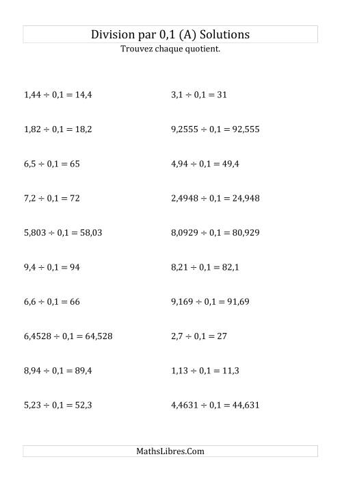 Division de nombres décimaux par 0,1 (A) page 2