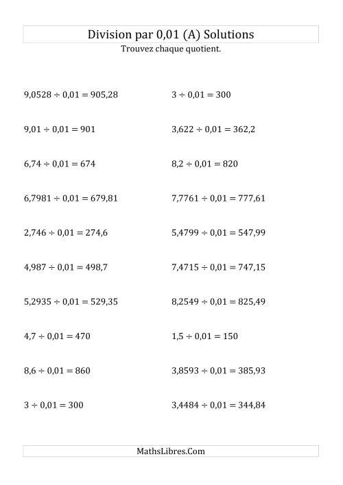 Division de nombres décimaux par 0,01 (A) page 2
