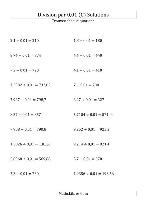 Division de nombres décimaux par 0,01 (C) page 2