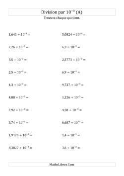 Division de nombres décimaux par 10<sup>-3</sup>