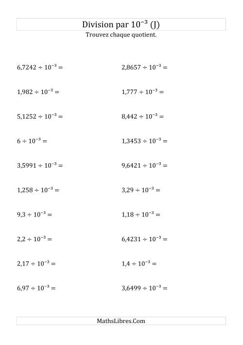 Division de nombres décimaux par 10<sup>-3</sup> (J)