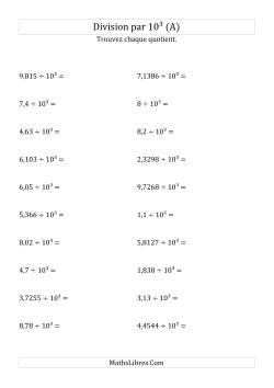 Division de nombres décimaux par 10<sup>3</sup>