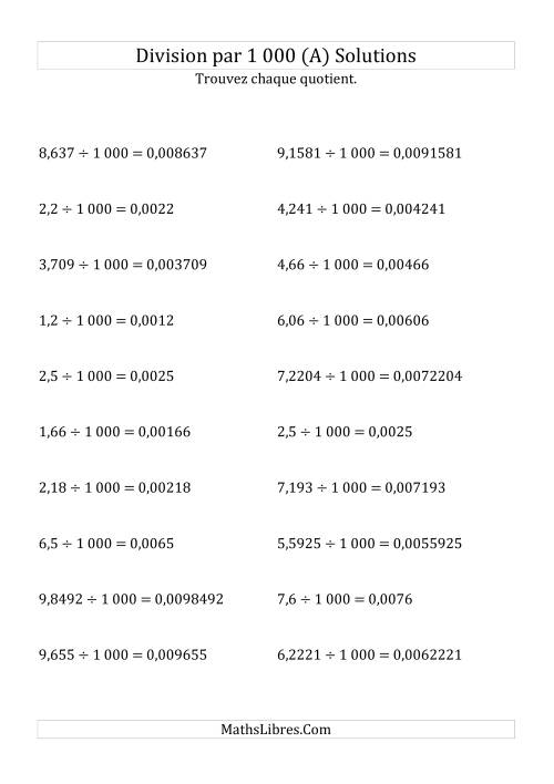 Division de nombres décimaux par 1000 (A) page 2