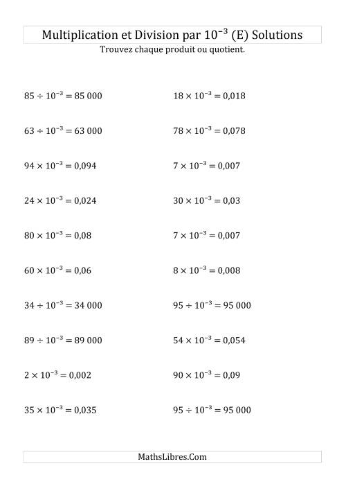 Multiplication et division de nombres entiers par 10<sup>-3</sup> (E) page 2