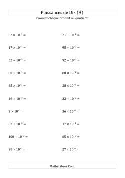 Multiplication et division de nombres entiers par puissances négatives de dix (forme exposant)