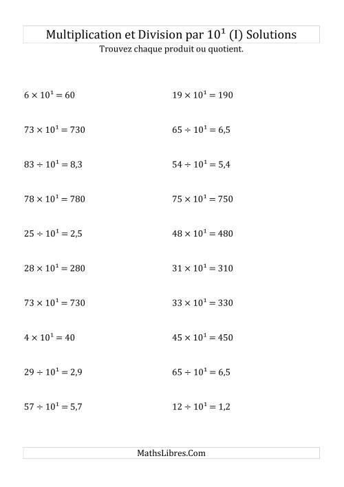 Multiplication et division de nombres entiers par 10<sup>1</sup> (I) page 2