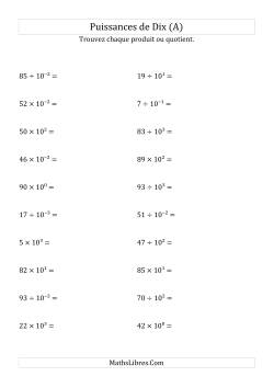 Multiplication et division de nombres entiers par puissances de dix (forme exposant)