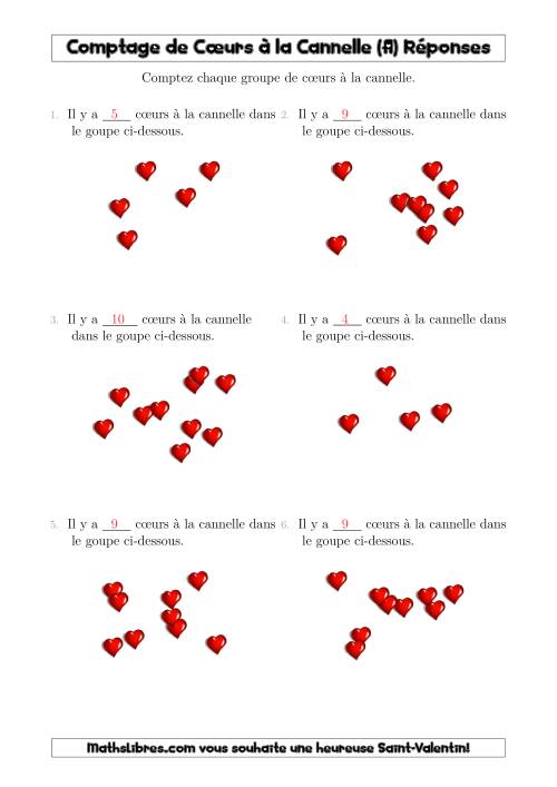 Comptage Jusqu'à 10 Cœurs à la Cannelle Arrangés en Forme Dispersée (A) page 2