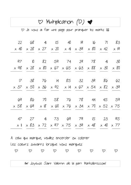 Multiplication de Nombres (A Deux Chiffres) (D)