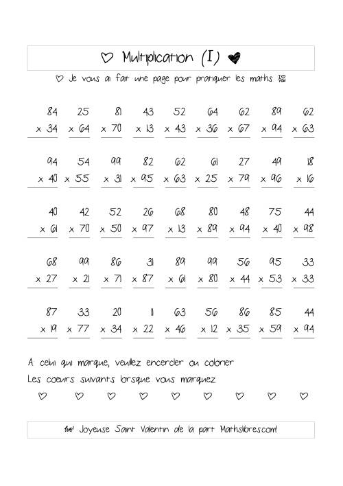 Multiplication de Nombres (A Deux Chiffres) (I)