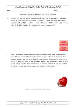 Problèmes de Mathématiques de la Saint-Valentin (avec Plusieurs Étapes)