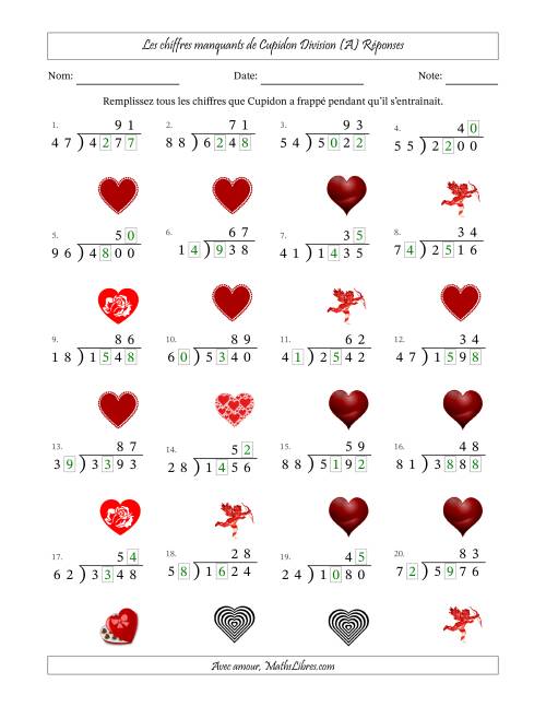 Les chiffres manquants de Cupidon, Division (Version Plus Difficile) (A) page 2