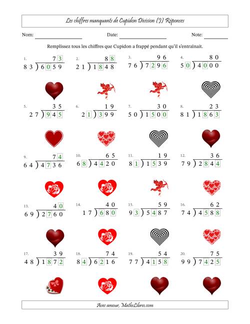 Les chiffres manquants de Cupidon, Division (Version Plus Difficile) (J) page 2