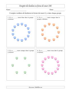 Compter des bonbons en forme de cœurs en dispositions circulaires