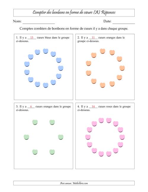 Compter des bonbons en forme de cœurs en dispositions circulaires (A) page 2