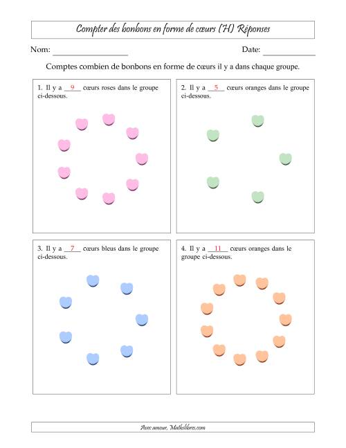 Compter des bonbons en forme de cœurs en dispositions circulaires (H) page 2