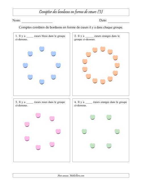 Compter des bonbons en forme de cœurs en dispositions circulaires (I)