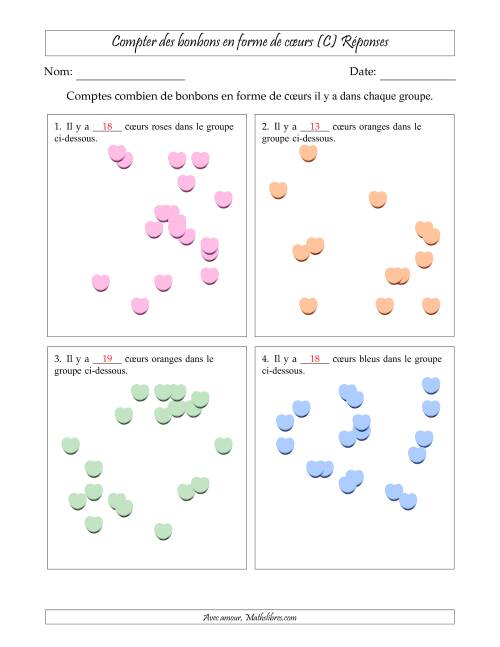 Compter des bonbons en forme de cœurs en dispositions éparpillées (Version plus difficile, dispositions éparpillées de 11 à 20 articles) (C) page 2