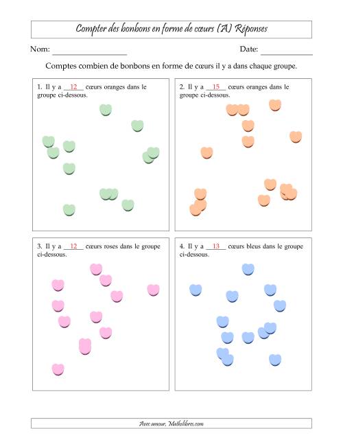 Compter des bonbons en forme de cœurs en dispositions éparpillées (Version plus difficile, dispositions éparpillées de 11 à 20 articles) (Tout) page 2
