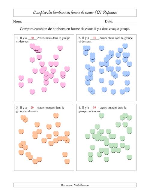 Compter des bonbons en forme de cœurs en dispositions éparpillées (Version très difficile, dispositions éparpillées de 21 à 50 articles) (D) page 2