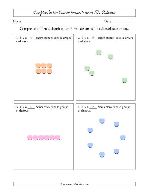 Compter des bonbons en forme de cœurs en dispositions variées (Version Facile) (C) page 2