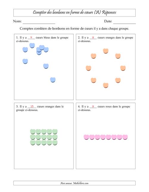 Compter des bonbons en forme de cœurs en dispositions variées (Version Facile) (Tout) page 2