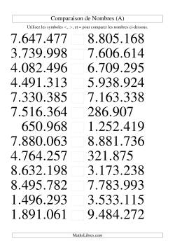 Comparaisons des chiffres jusqu'à 10.000.000 (version EU)