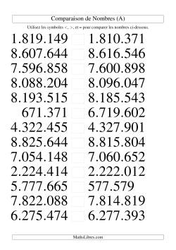 Comparaisons des chiffres jusqu'à 10.000.000 rapprochés (version EU)