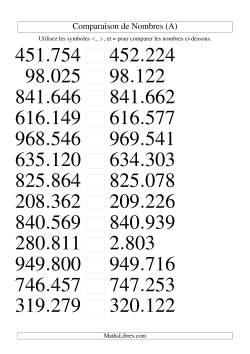 Comparaisons des chiffres jusqu'à 1.000.000 rapprochés (version EU)